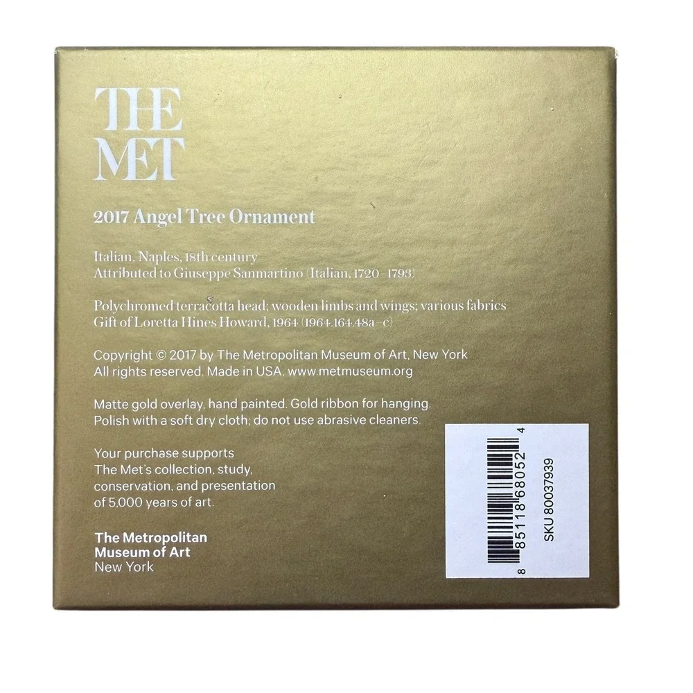 The Metropolitan Museum of Art THE MET‎ 2017 Angel Tree Handmade Ornament Boxed